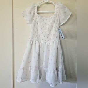 Cat & Jack Girl's White Dress with Purple Floral Accents